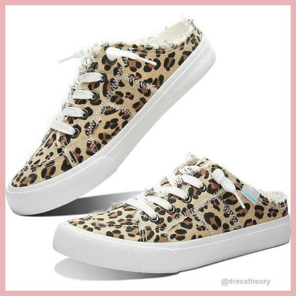 Shoes - Women's Canvas Mules with Memory Foam Slip-On Fashion Sneakers